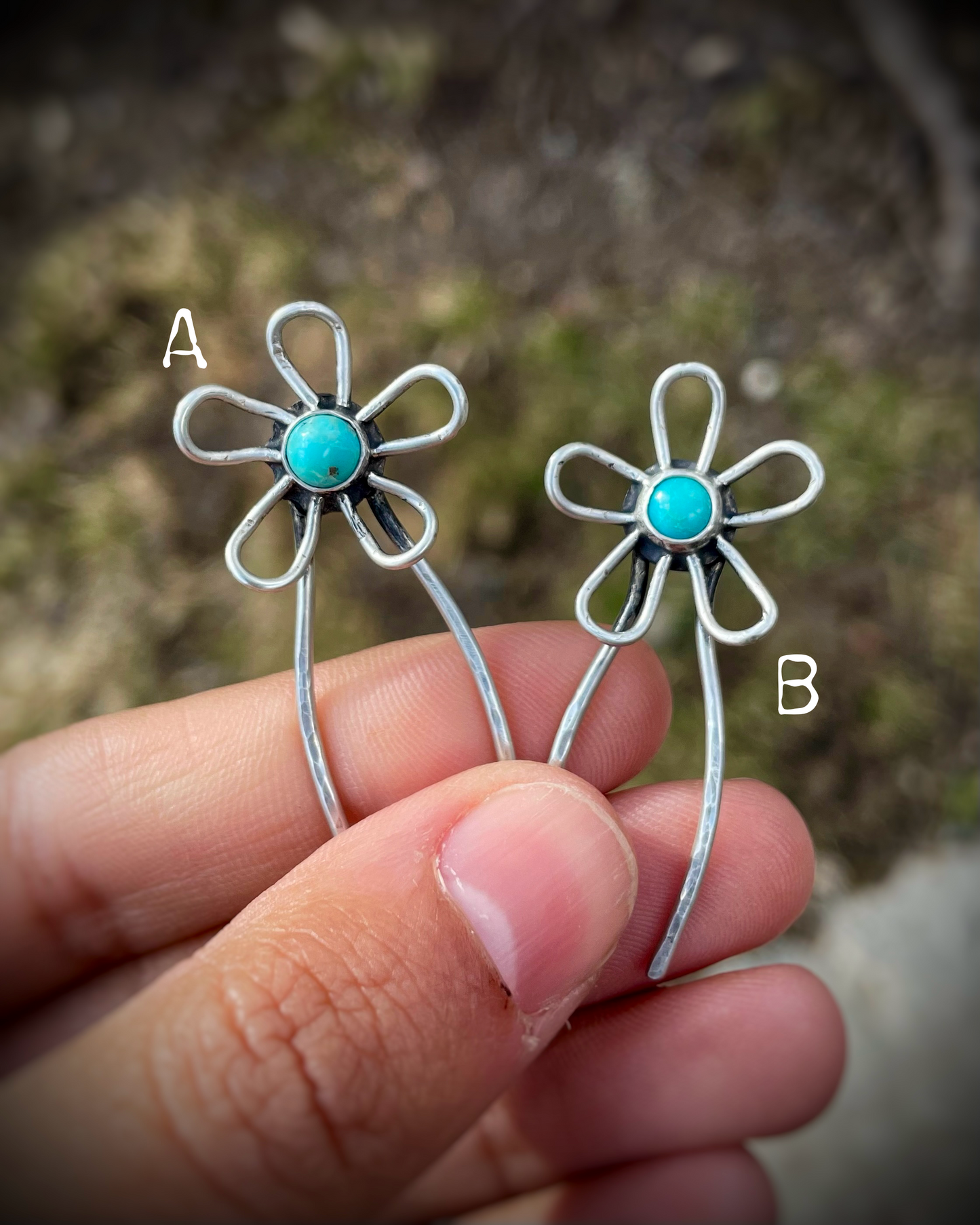 Turquoise Flower Hair Pins