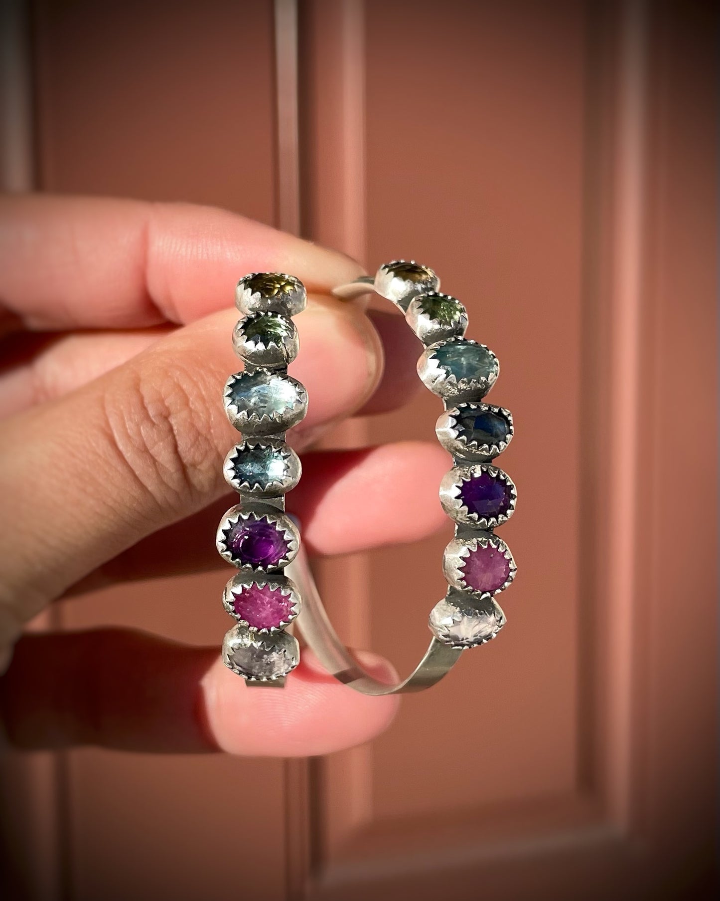 Kelidescope Rainbow Rose-Cut Hoops