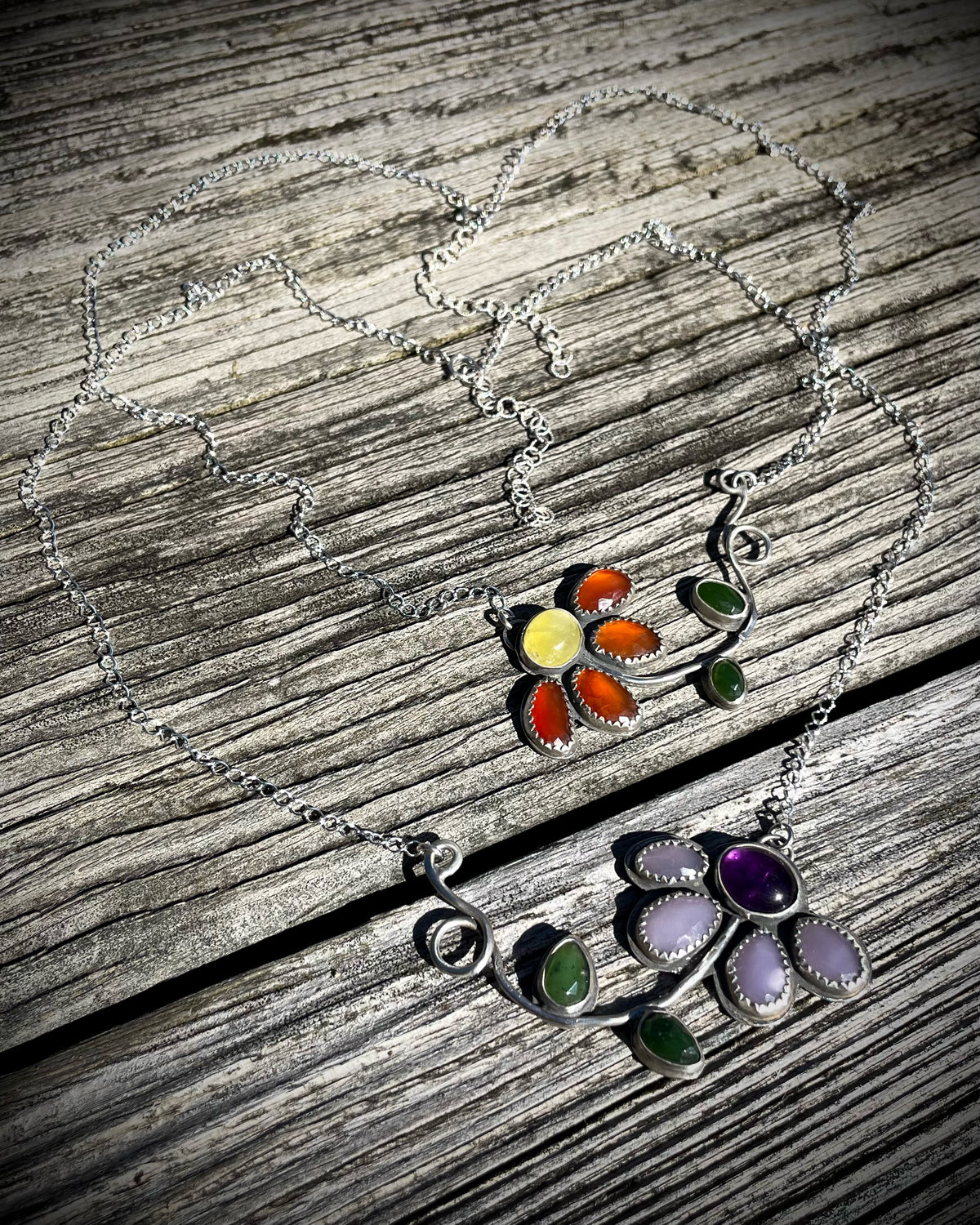 Wilted Flower Gemstone Necklace