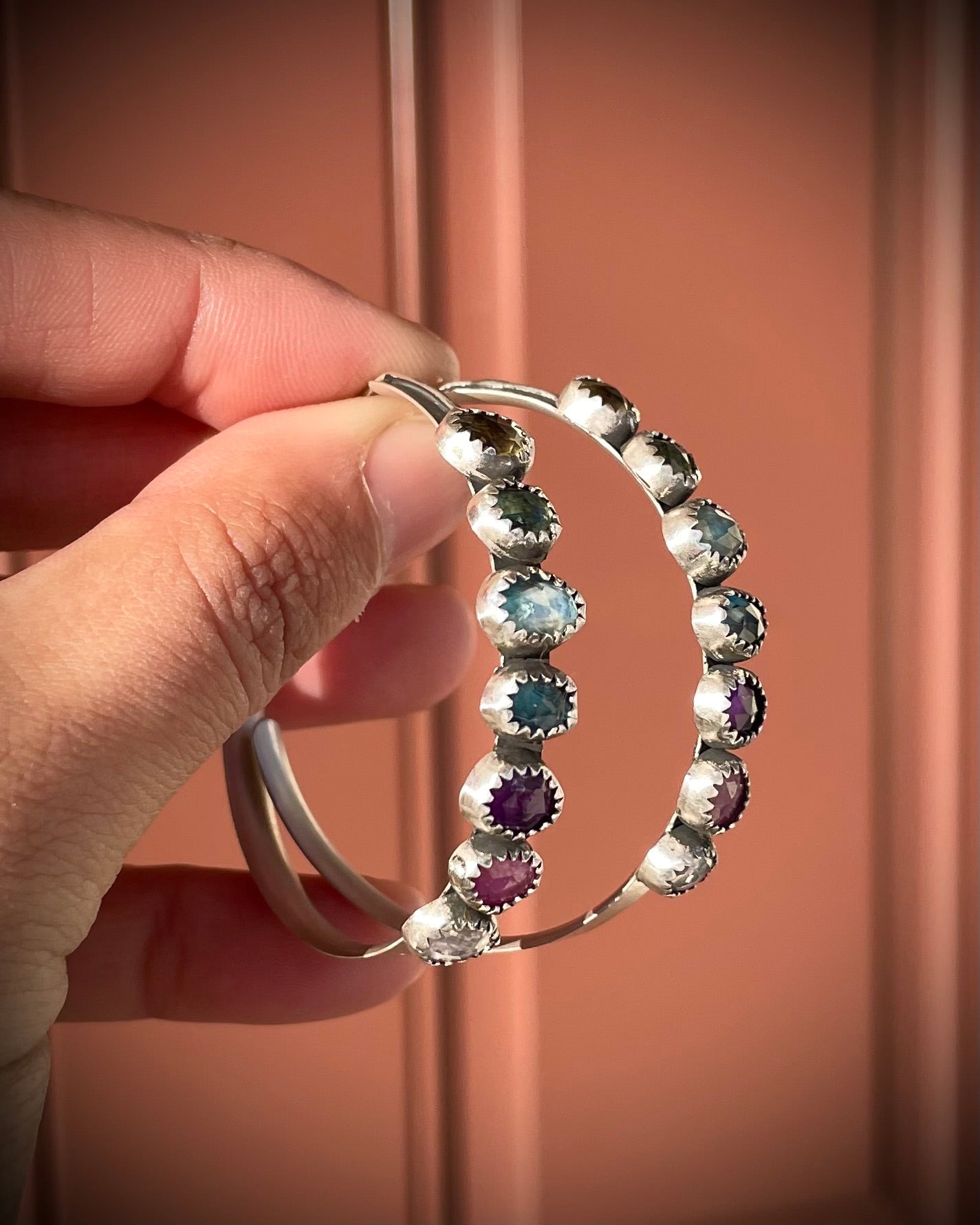 Kelidescope Rainbow Rose-Cut Hoops
