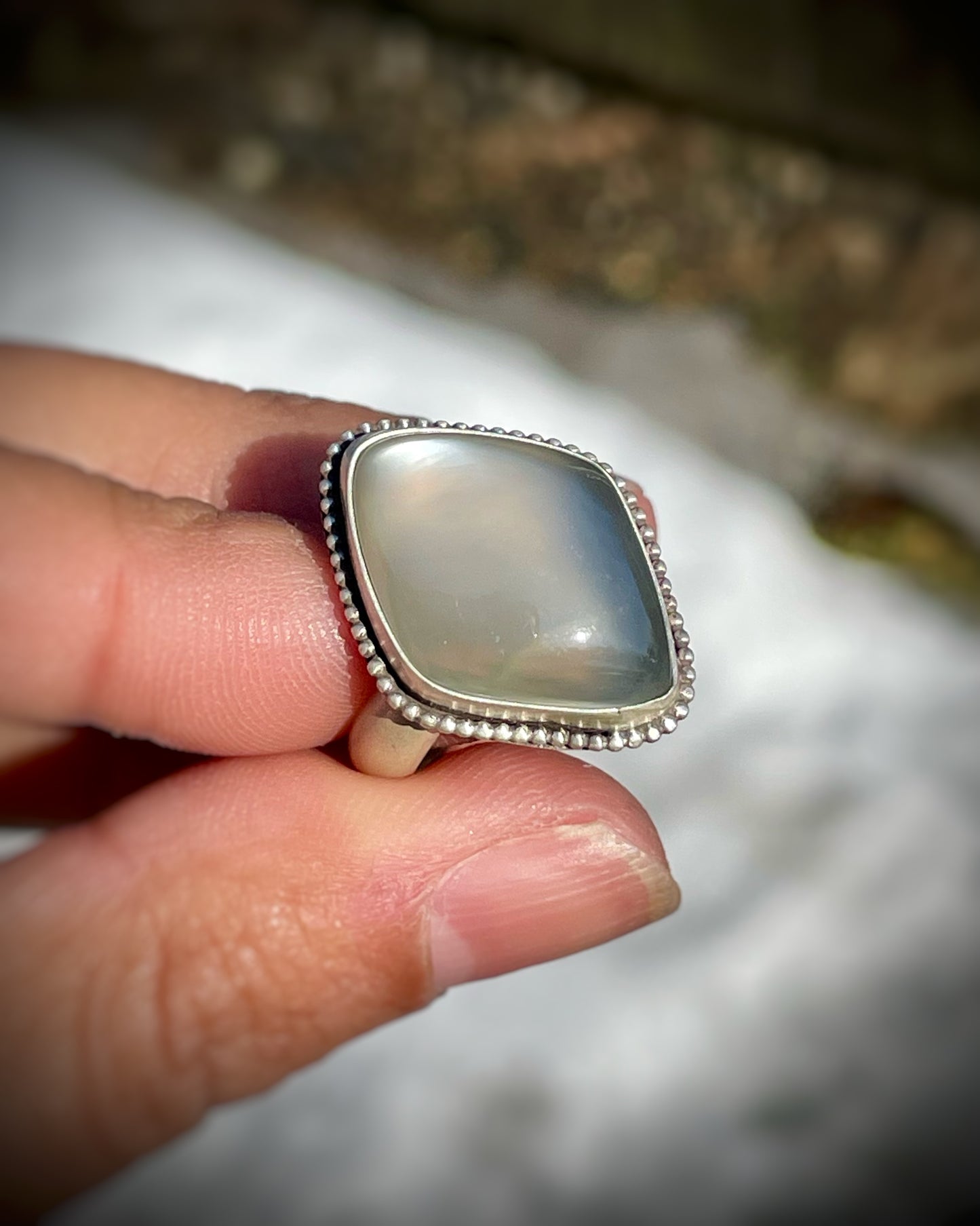 Gray Moonstone Ring