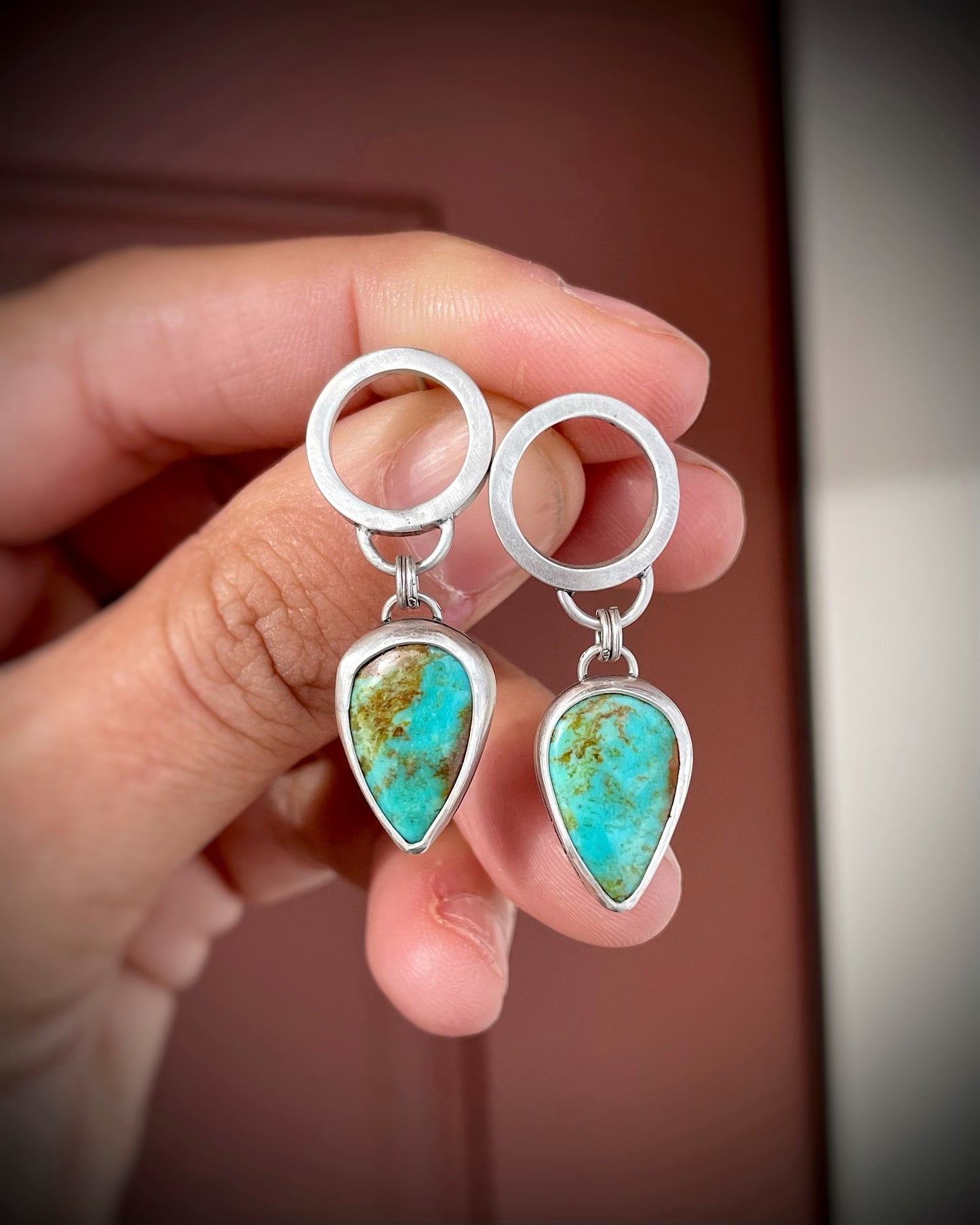 Mexican Turquoise Tear-Drop Earrings