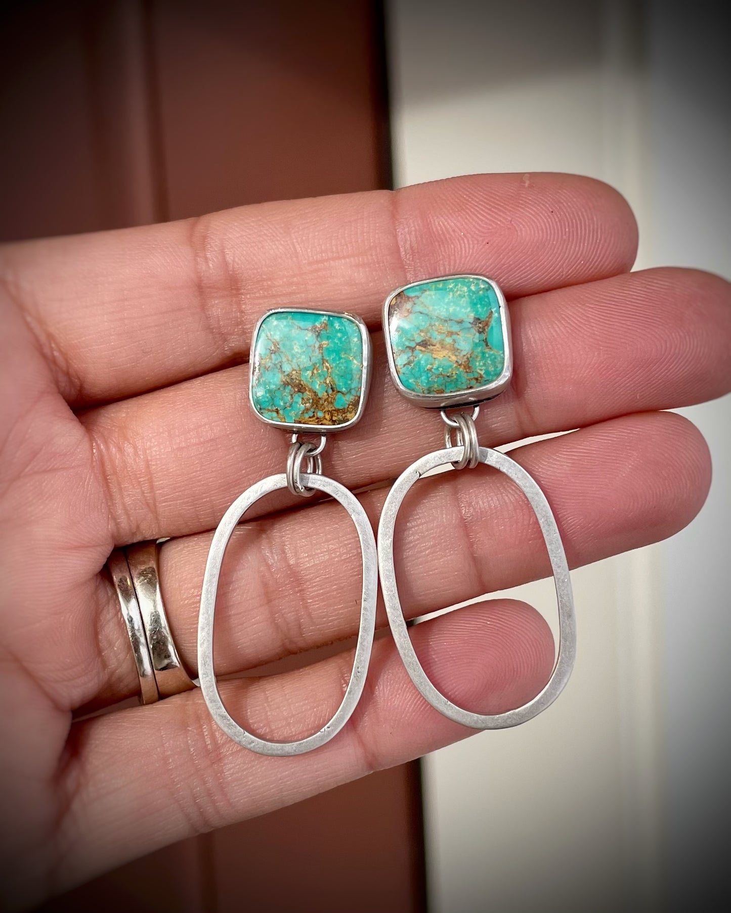 Mexican Turquoise Mixed Shape Dangle Earrings