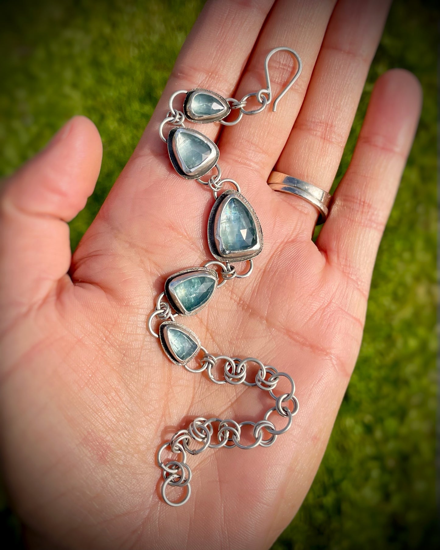 Aqua Kyanite Link Bracelet
