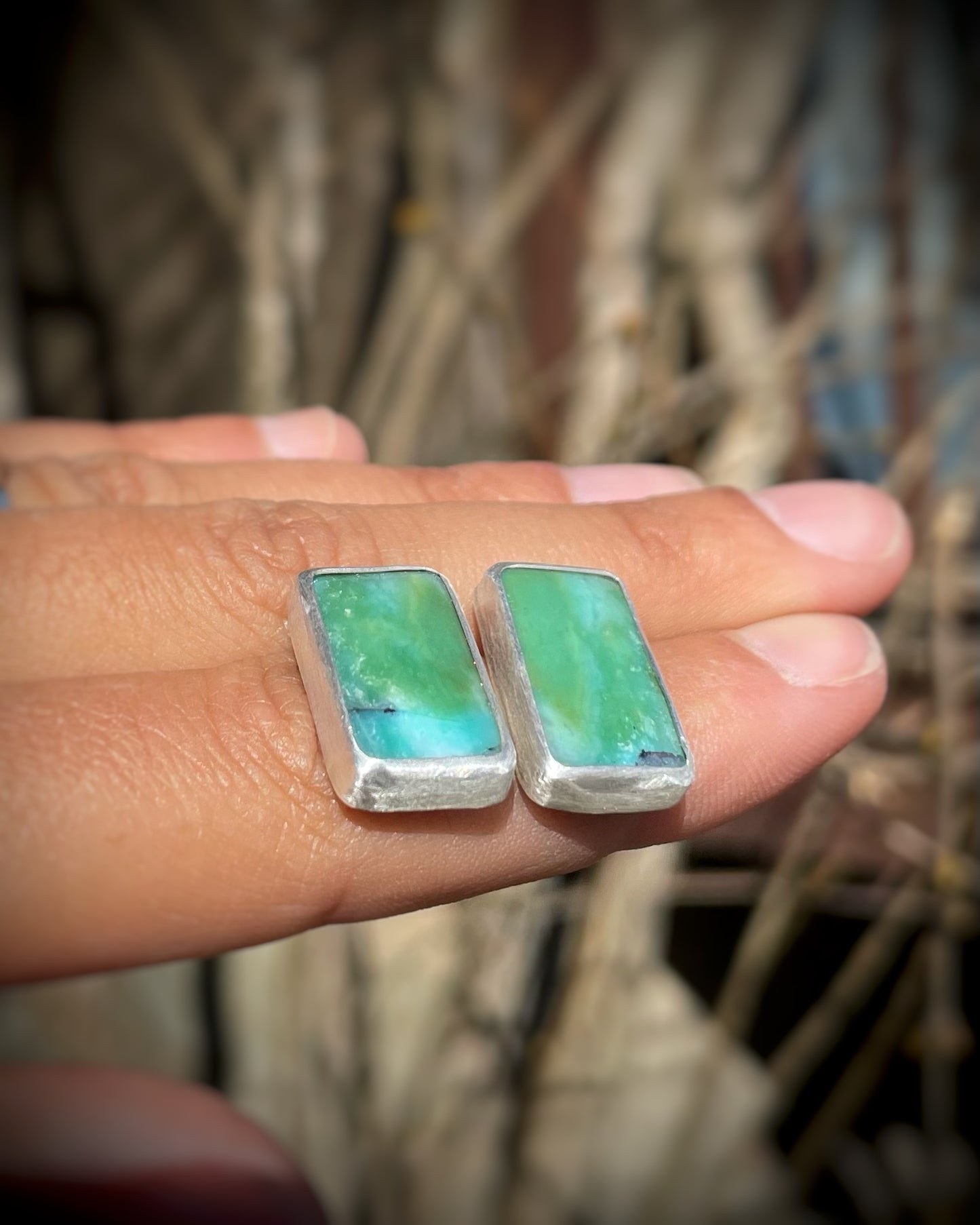 Opalized Wood Rectangular Studs