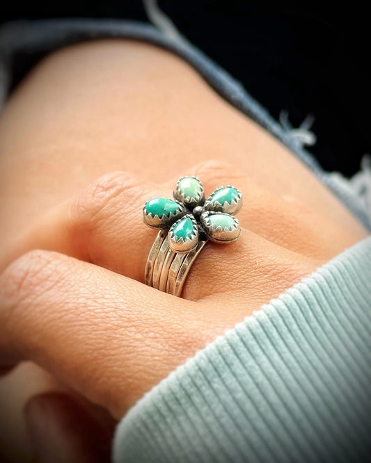 Kingman Turquoise Flower Stacker Set