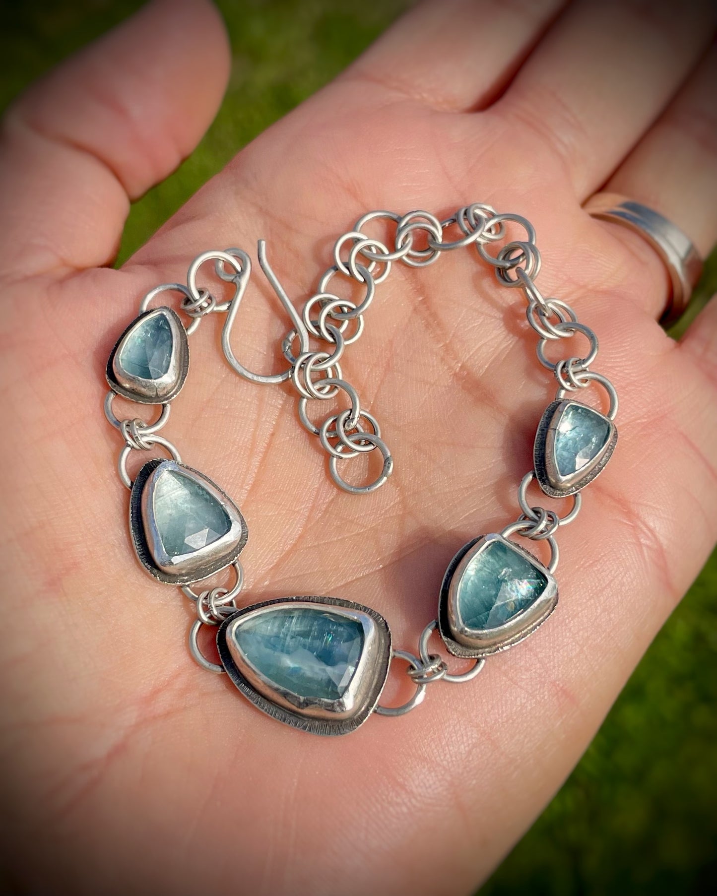 Aqua Kyanite Link Bracelet