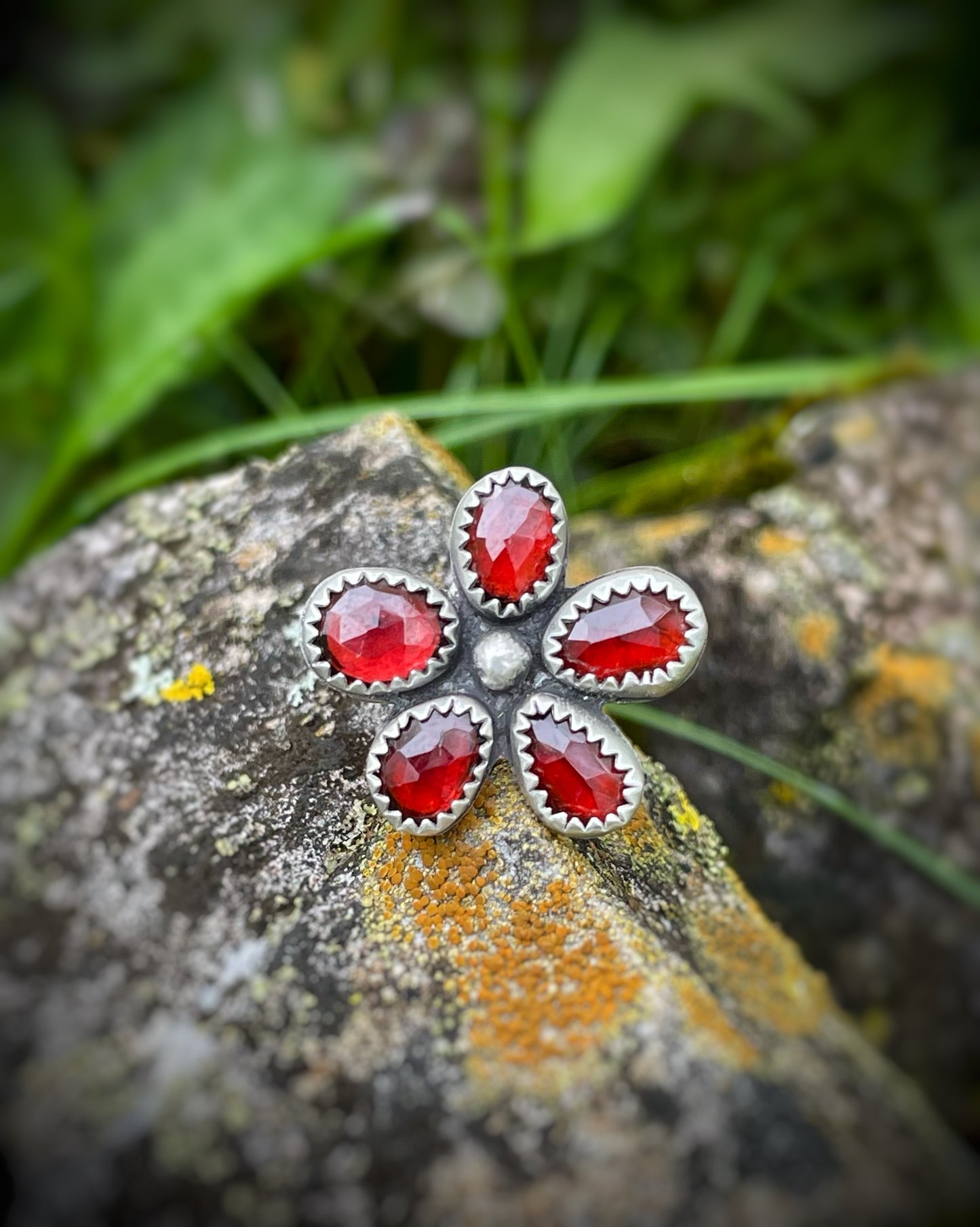 Wildflower Garnet Ring