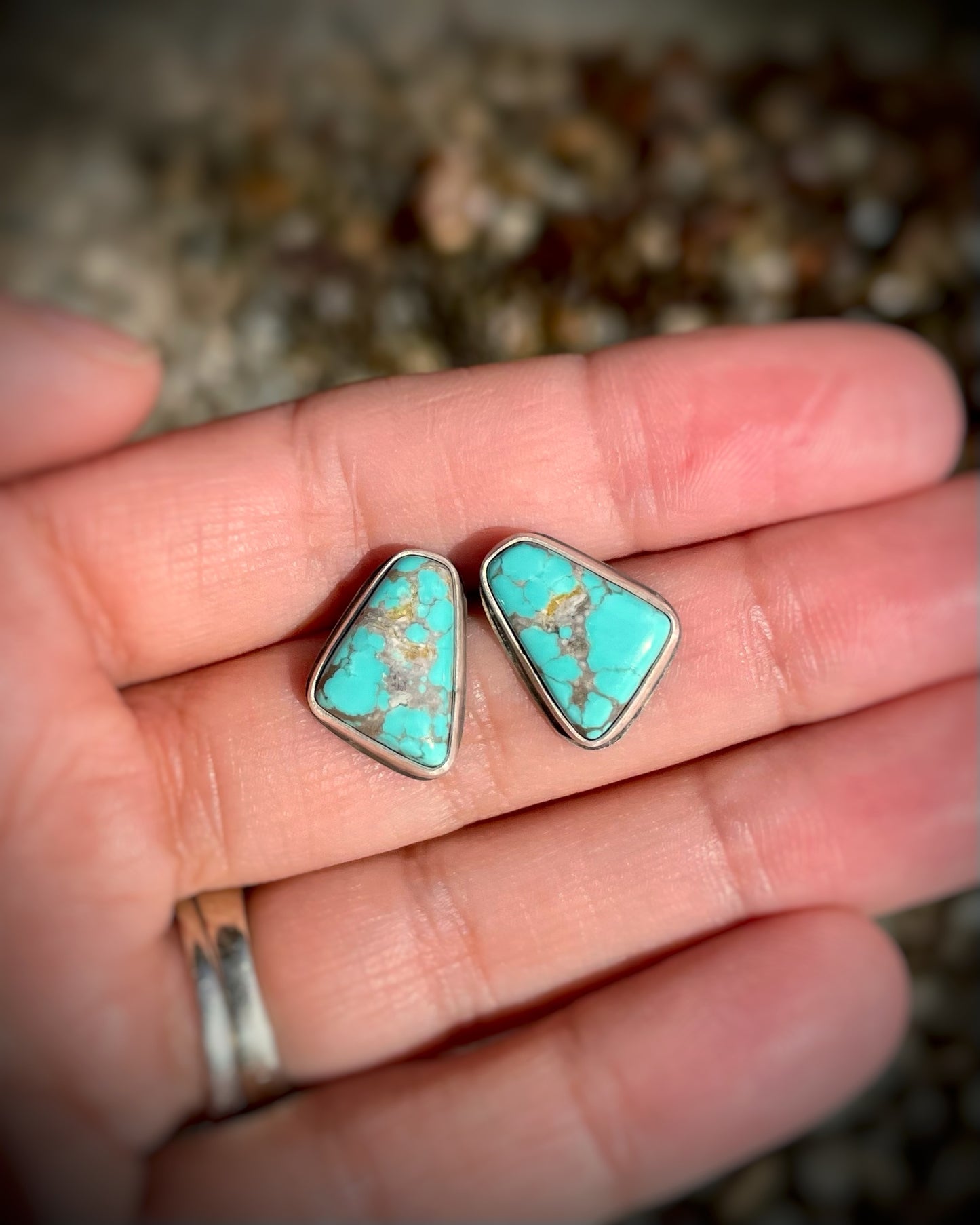 Turquoise Triangle Studs