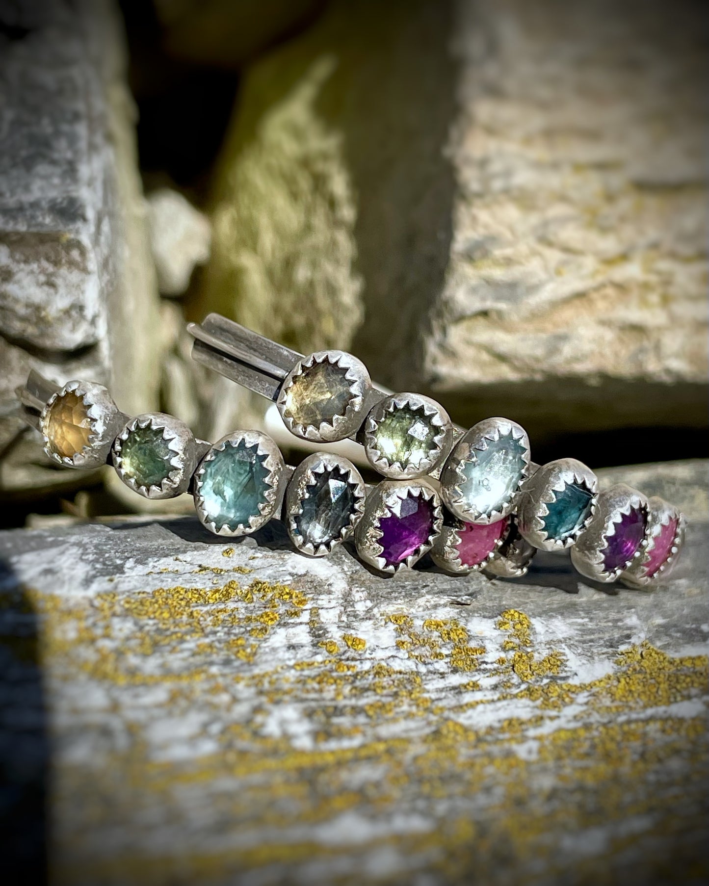 Kelidescope Rainbow Rose-Cut Hoops