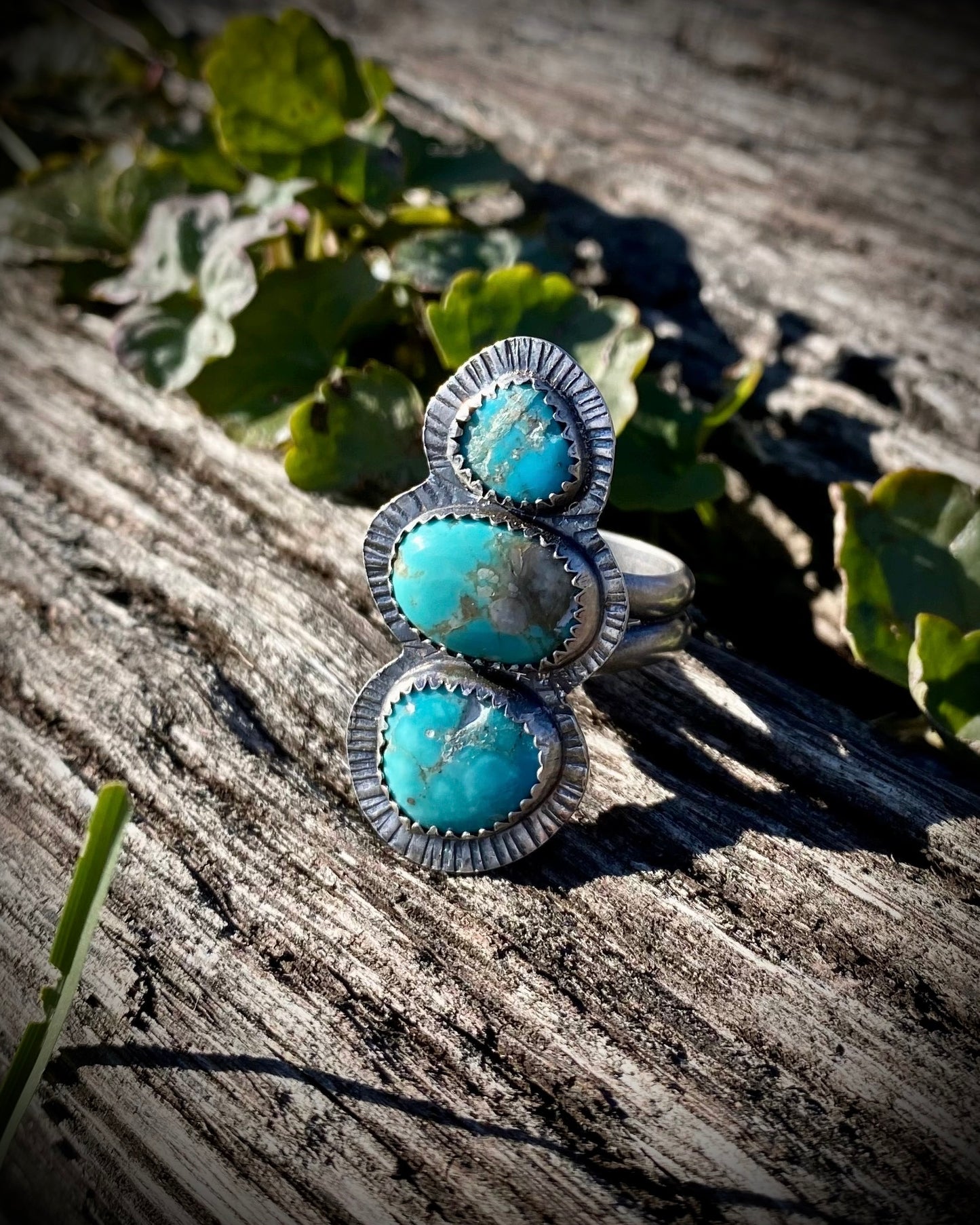 Triple Lone Mountain Turquoise Ring