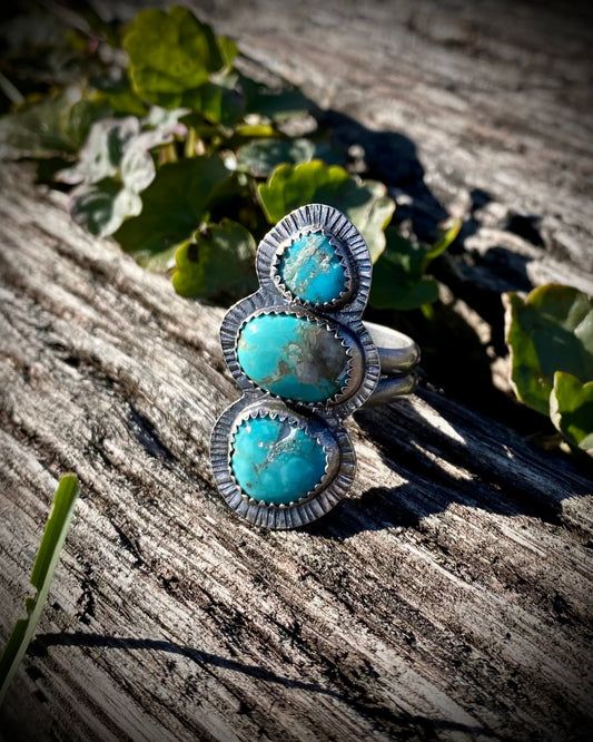 Triple Lone Mountain Turquoise Ring
