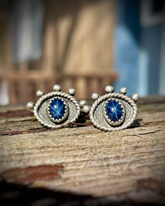 Evil-Eye Star Sapphire Studs
