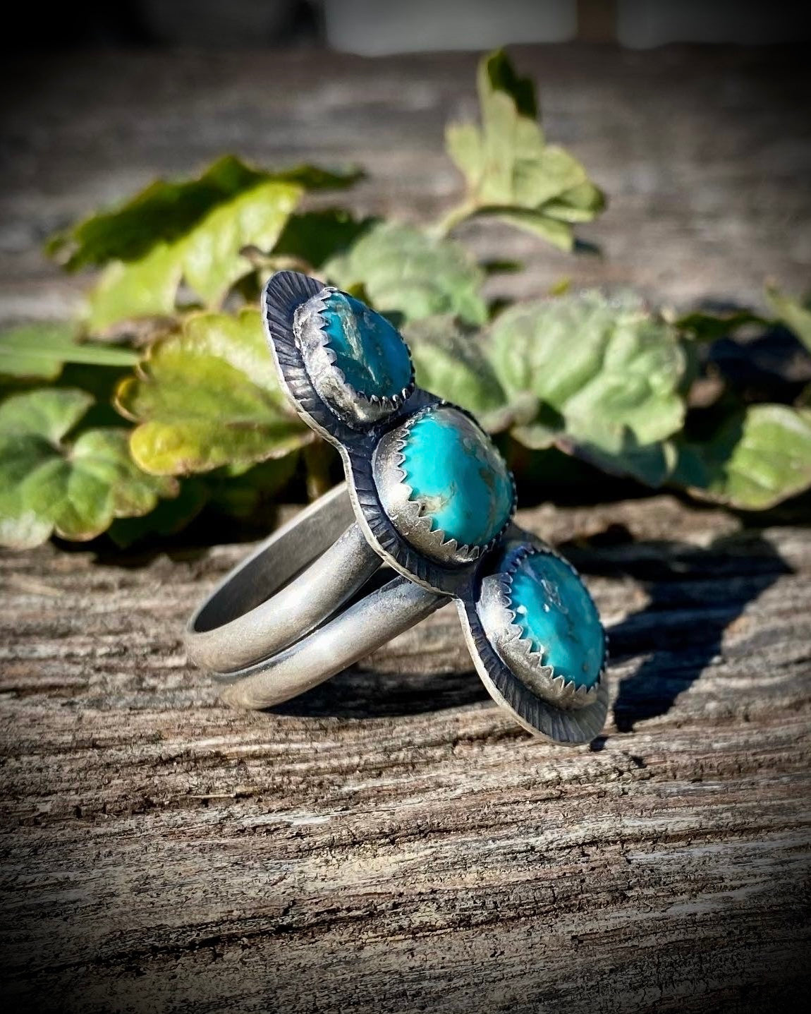 Triple Lone Mountain Turquoise Ring