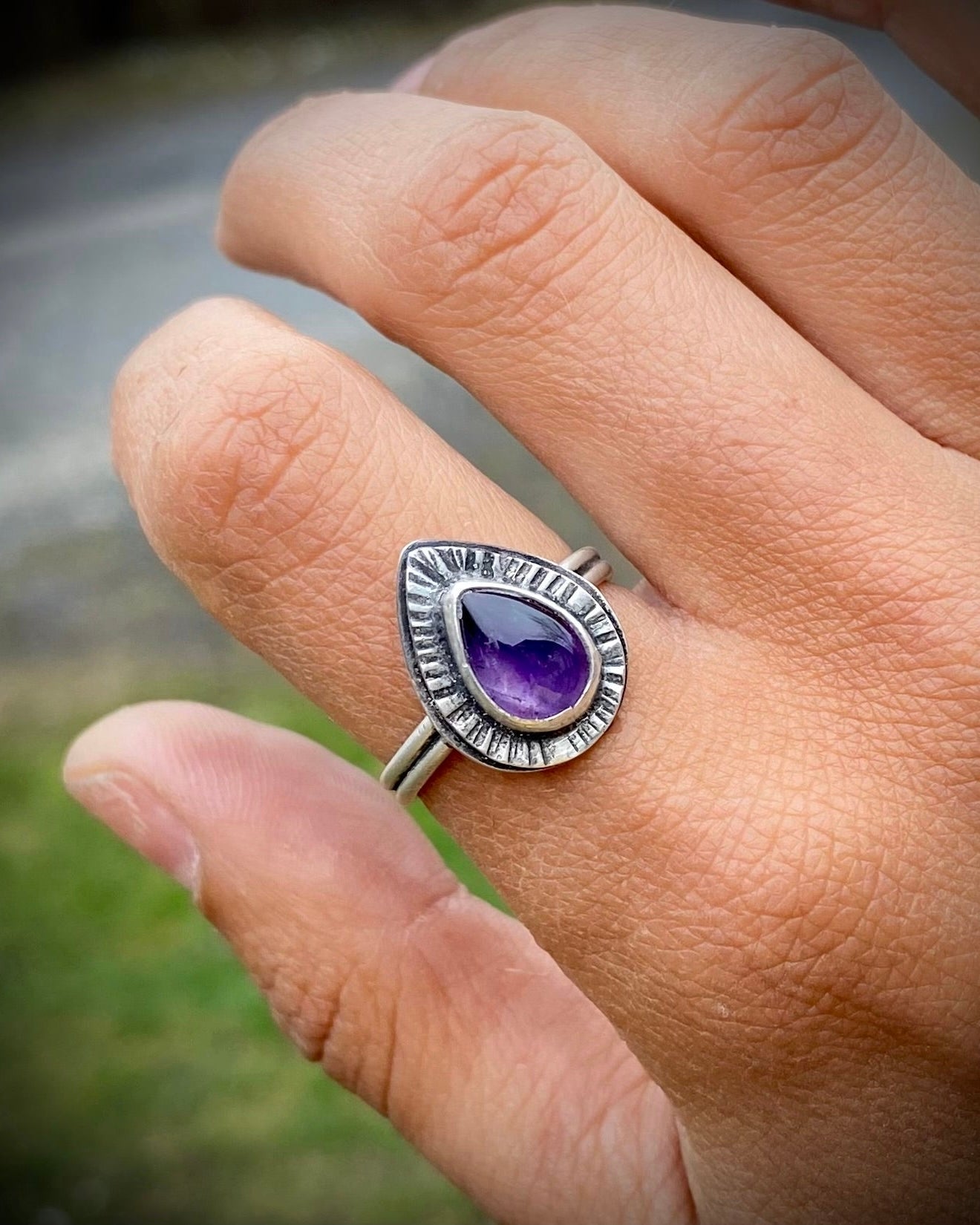 Amethyst Teardrop Ring
