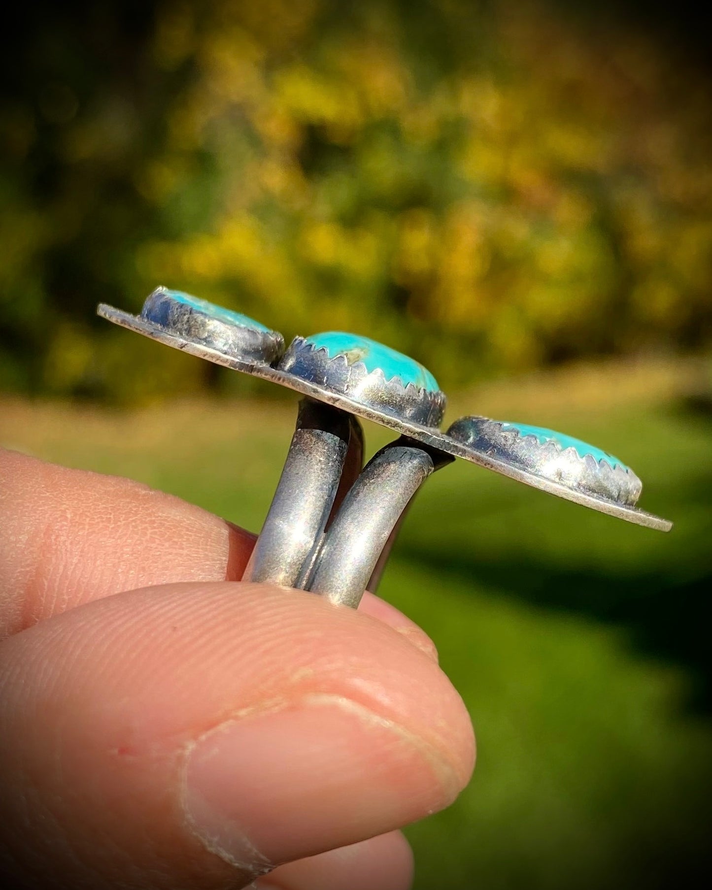 Triple Lone Mountain Turquoise Ring