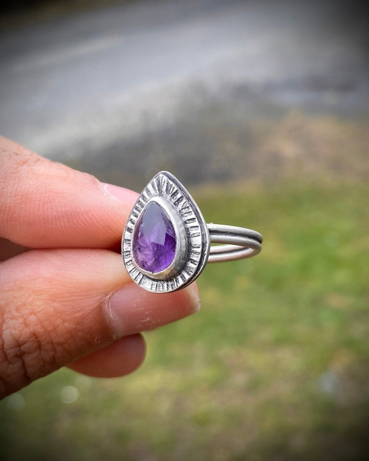 Amethyst Teardrop Ring