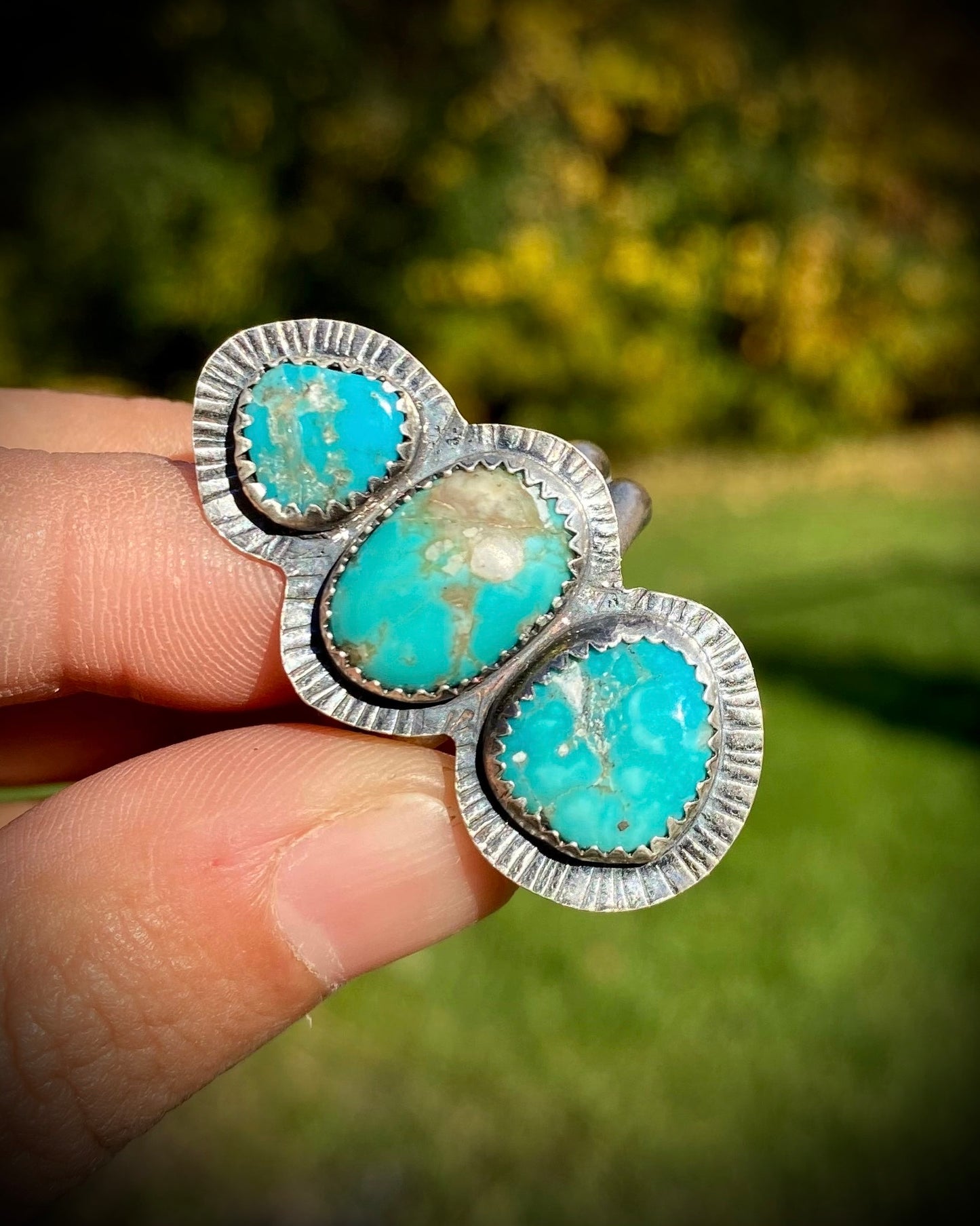 Triple Lone Mountain Turquoise Ring