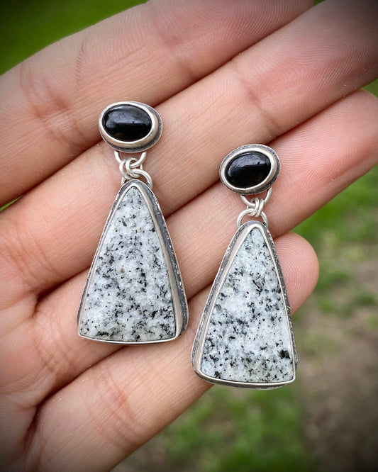 Black & White Dual Stone Dangles