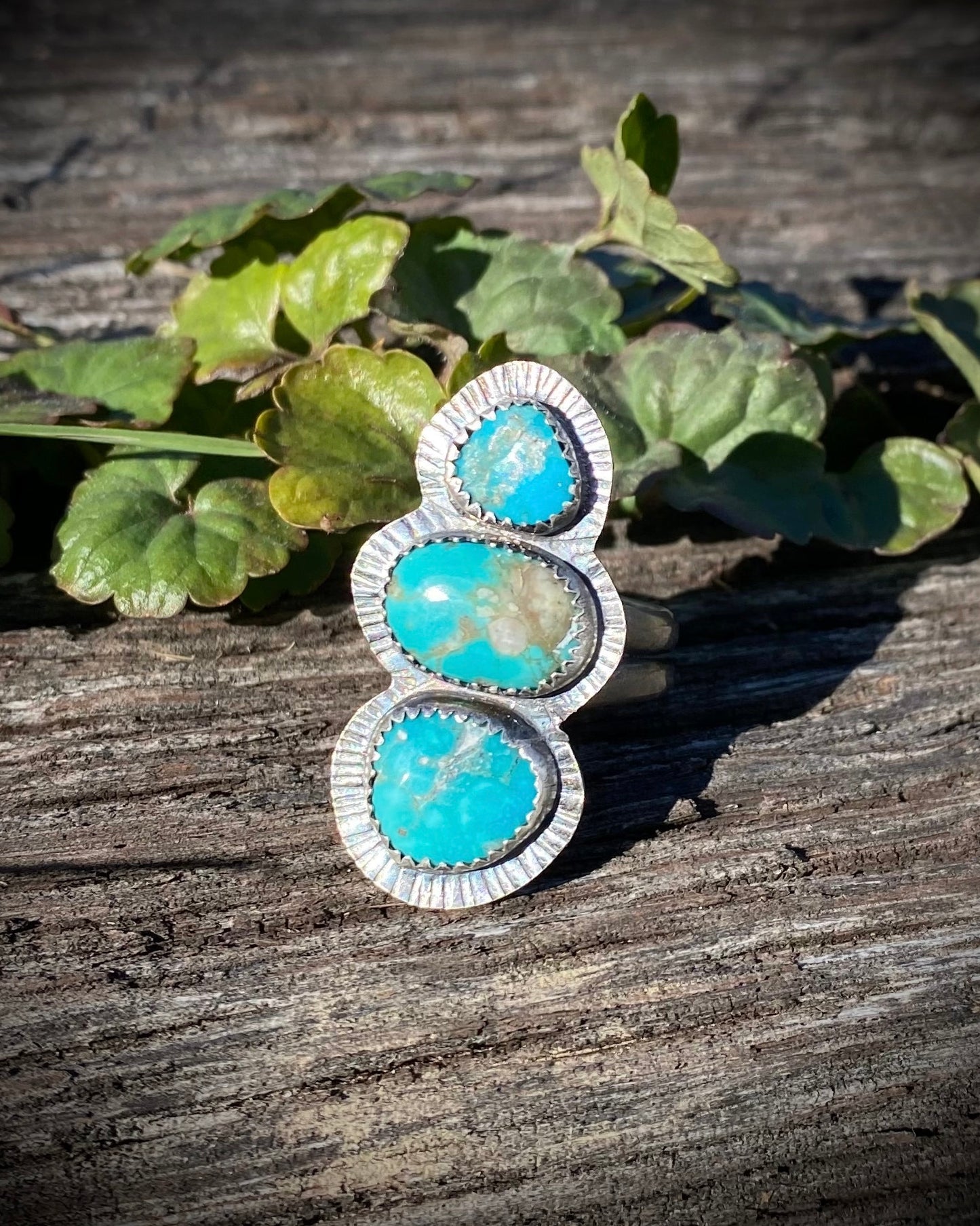 Triple Lone Mountain Turquoise Ring