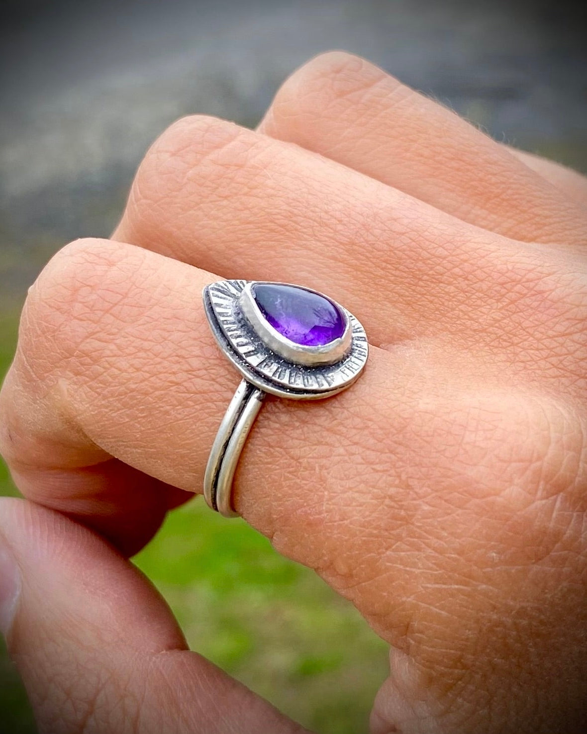 Amethyst Teardrop Ring