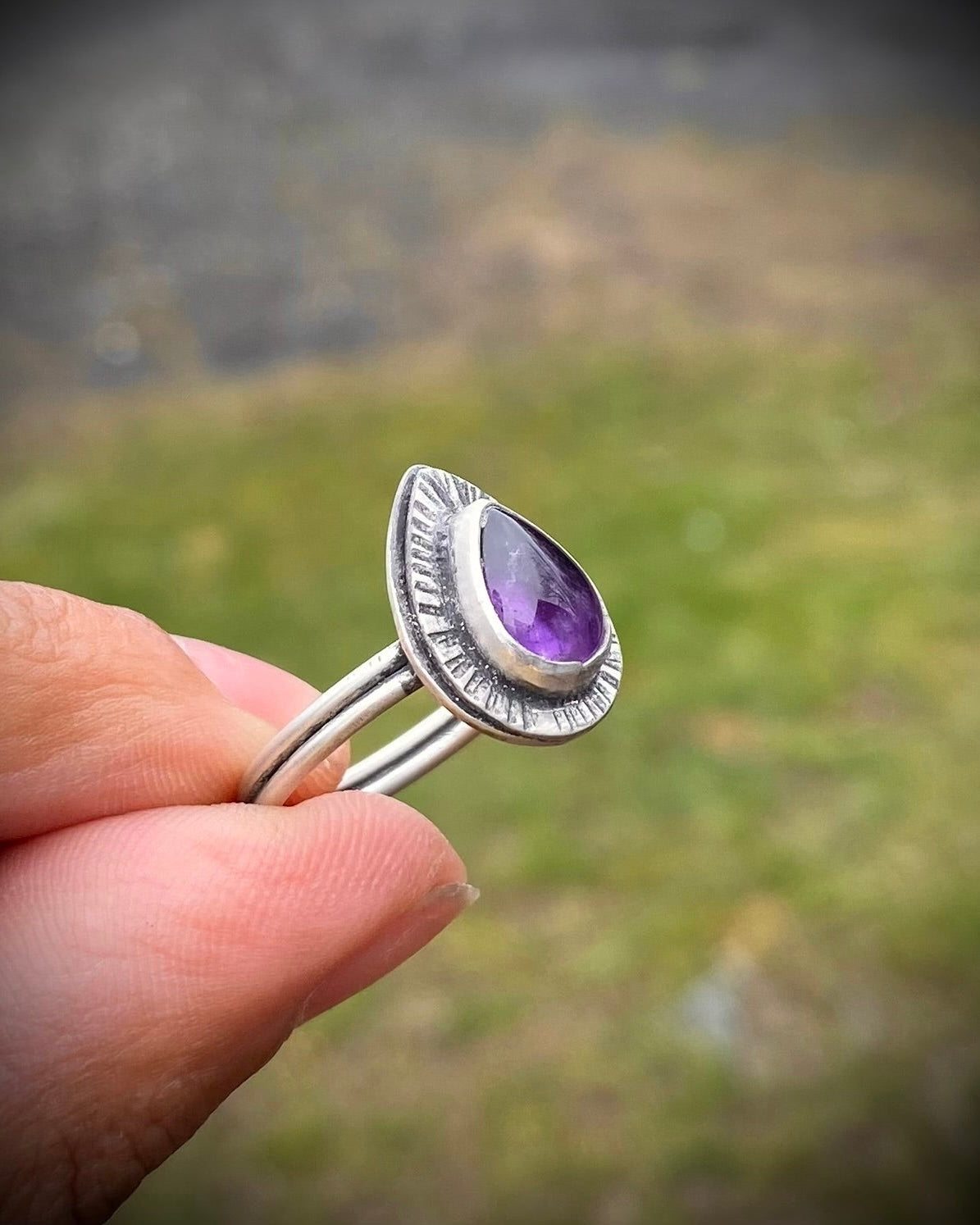 Amethyst Teardrop Ring