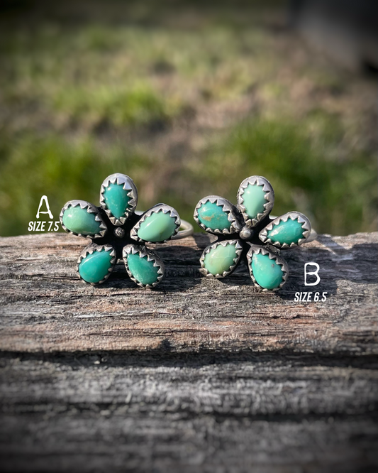 Kingman Turquoise Flower Ring